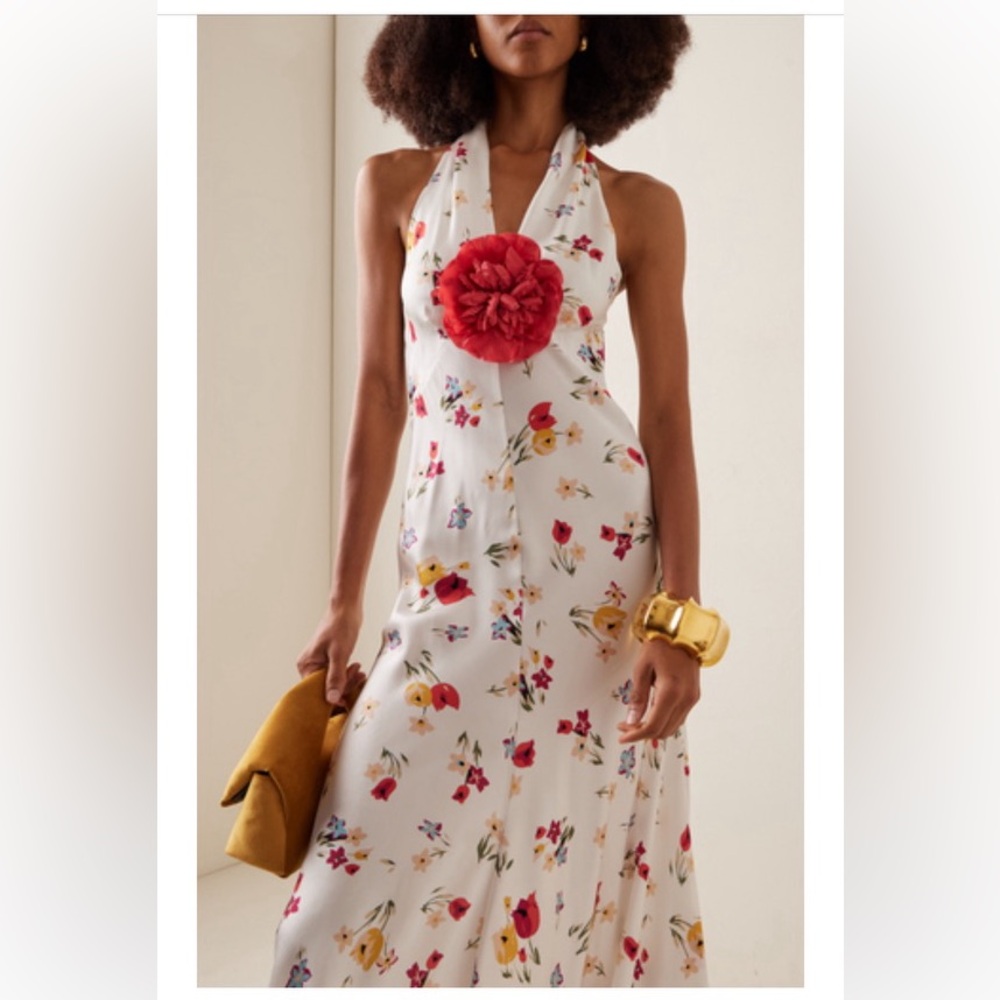 Rodarte Floral Silk Halter Maxi Dress